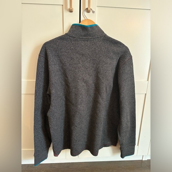 Robert Graham Sweater Mens Medium Cotton 1/4 Zip Mock Neck Pullover in Gray - Picture 2 of 5